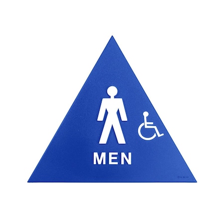 Bcf 12 x 12, Men Door Sign, Triangle Print, Picture, Text & Raised Handicapped Symbol, Blue SBH12M-BLUE-2